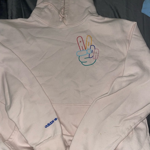 adidas Tops - Adidas Pink Hoodie with Peace Sign